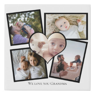 Personalized Photo Heart and Text Faux Canvas Print