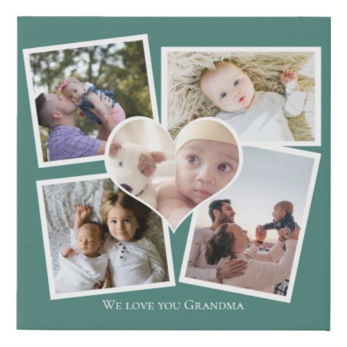 Personalized Photo Heart and Text Faux Canvas Print