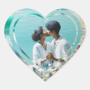 Personalized Photo Heart Beachy  Sticker