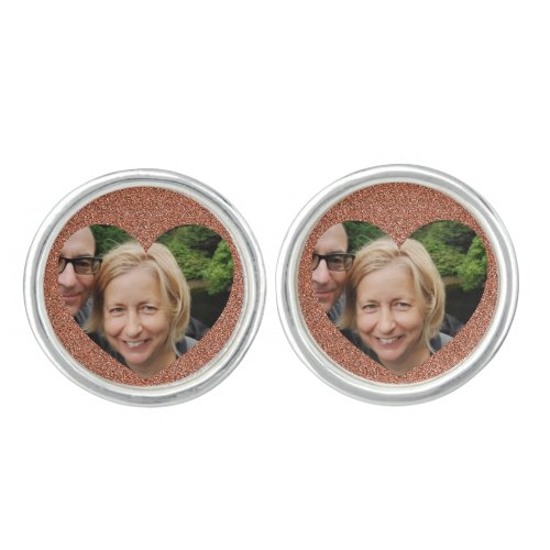 Personalized photo heart custom picture cufflinks