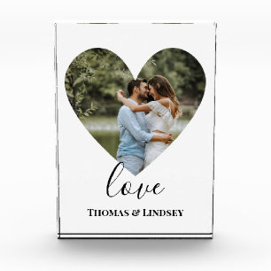 Personalized Photo Heart Frame Modern Calligraphy Acrylic Award