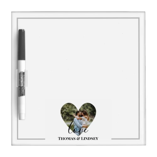 Personalized Photo Heart Frame Modern Calligraphy Dry Erase Board