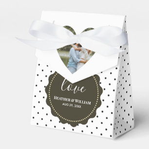 Personalized Photo Heart Frame Modern Calligraphy Favor Boxes
