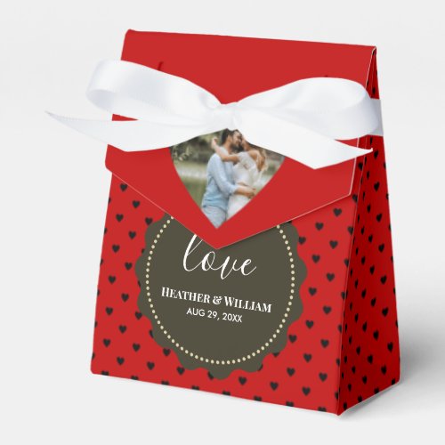 Personalized Photo Heart Frame Modern Calligraphy  Favor Boxes