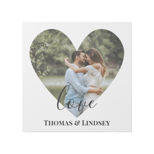 Personalized Photo Heart Frame Modern Calligraphy Gallery Wrap