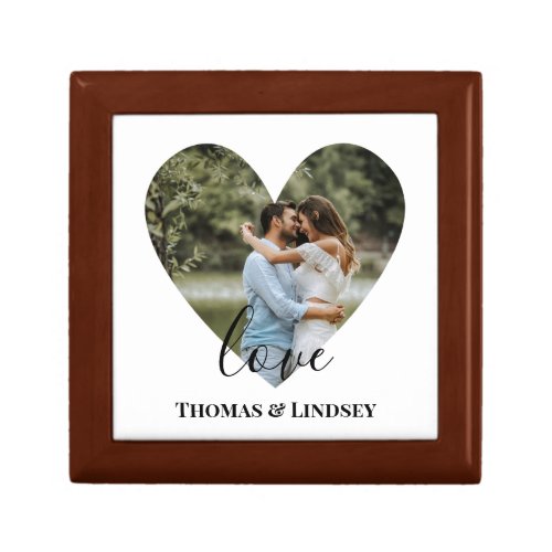 Personalized Photo Heart Frame Modern Calligraphy Gift Box