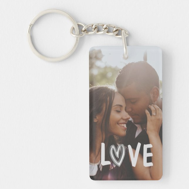 Personalized Photo Heart LOVE  Keychain (Front)