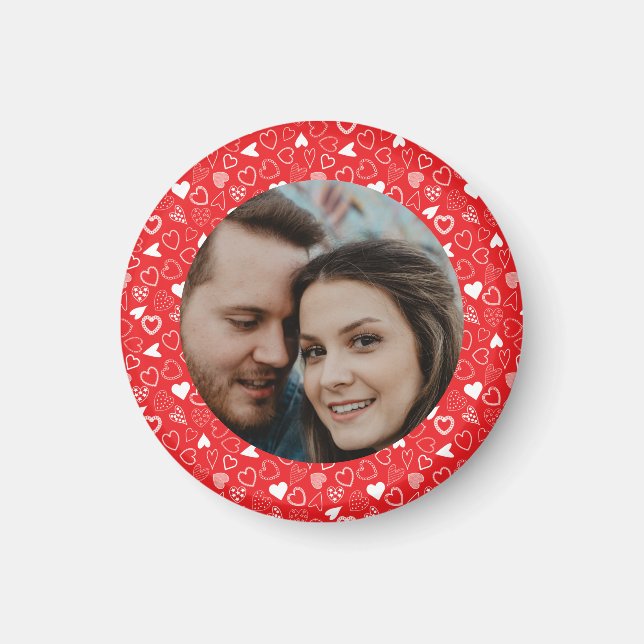 Personalized photo Hearts pattern  Magnet (Front)
