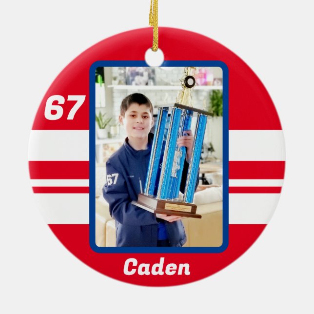 Personalized Photo Hockey Ornament (Back)