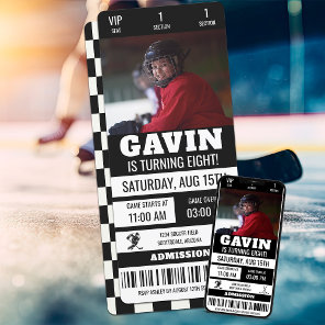 Personalized Photo Hockey Ticket Birthday Party Invitation