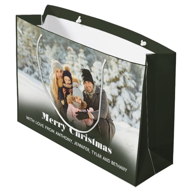 Personalized Photo Holiday or Christmas Large Gift Bag (Back Angled)