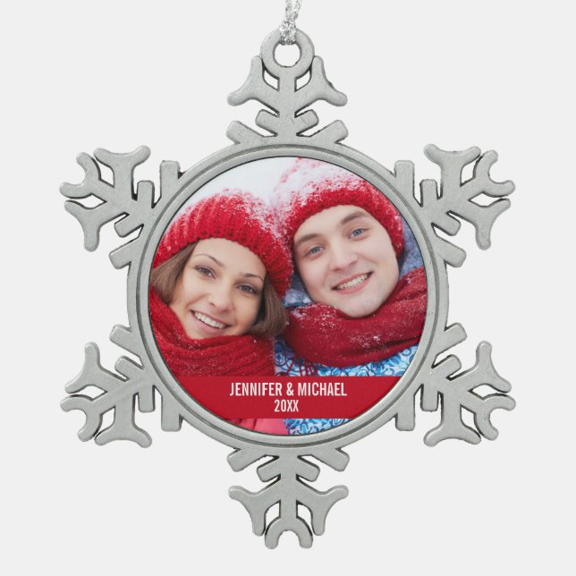 Personalized Photo Holiday Snowflake Ornament R (Front)
