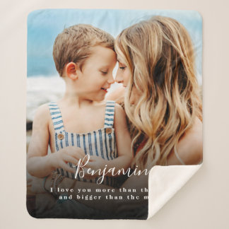 Personalized Photo I Love You More Sherpa Blanket