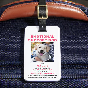 Personalized Photo ID Emotional Support Dog Badge Luggage Tag