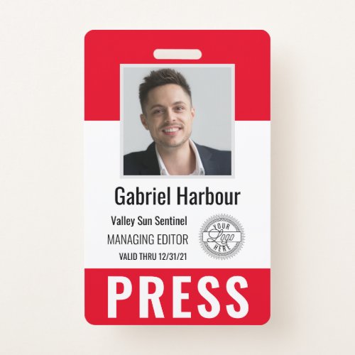 Personalized Photo ID & Logo Journalist Press Pass Badge