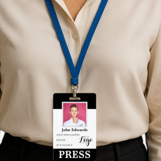 Personalized Photo ID & Logo Journalist Press Pass Badge