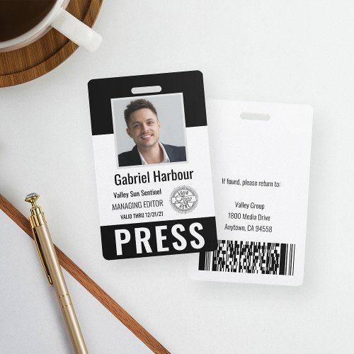 Personalized Photo ID  Logo Journalist Press Pass Badge