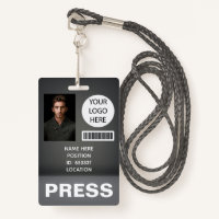 Personalized Photo ID Logo Journalist Press Pass