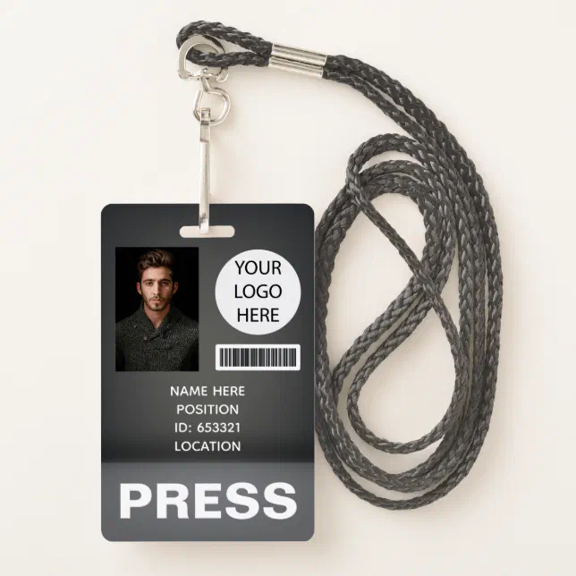 Personalized Photo ID Logo Journalist Press Pass Badge