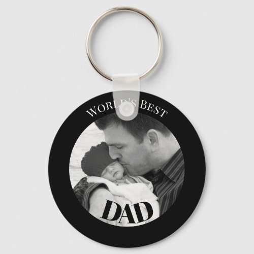 Personalized Photo in Black Circle Best Dad Keychain
