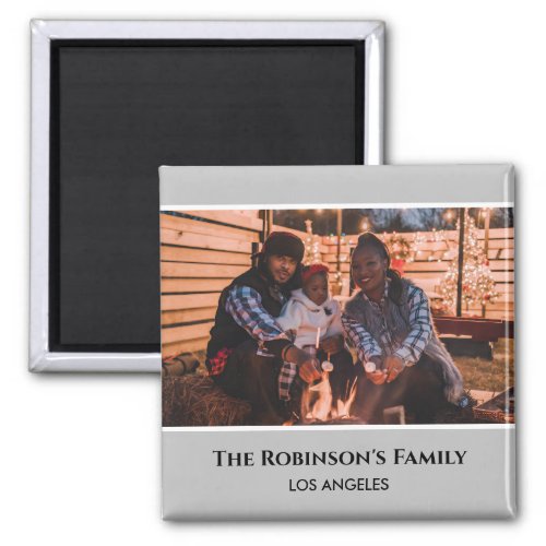 Personalized Photo in Gray Frame with Texts Magnet
