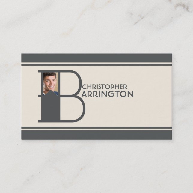 Personalized Photo Initial Letter B Monogram Business Card (Front)