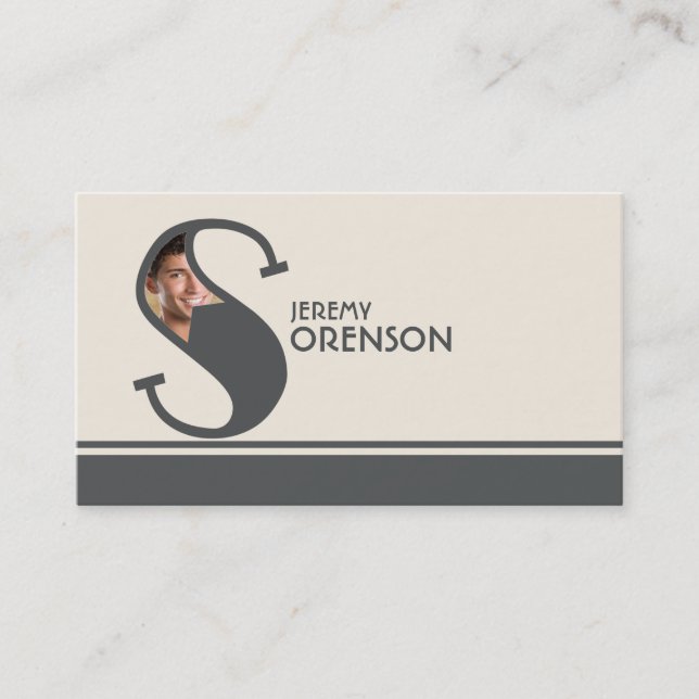 Personalized Photo Initial Letter S Monogram Business Card (Front)