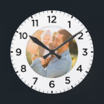 Personalized Photo Inlay White Round Clock<br><div class="desc">Simple Black Number Wall Clock with Personalized Round Photo.</div>