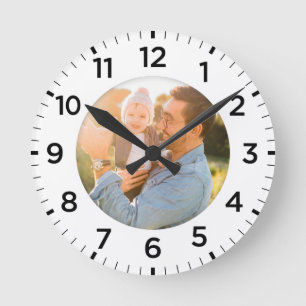 Personalized Photo Inlay White Round Clock