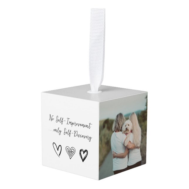 Personalized Photo Inspirational Cube Ornament  (Front Angled)