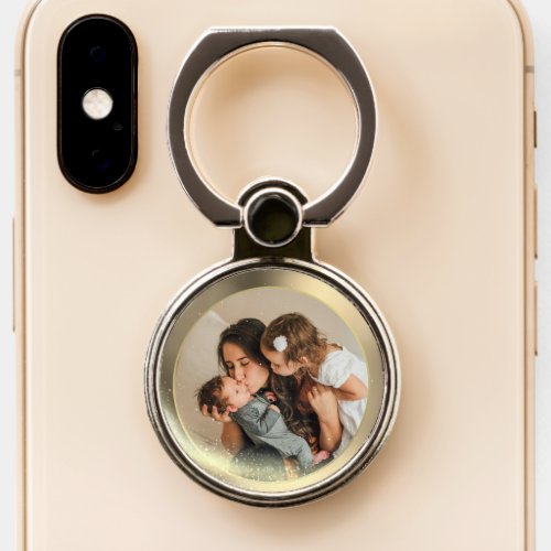 Personalized Photo into Gold Frame Phone ring