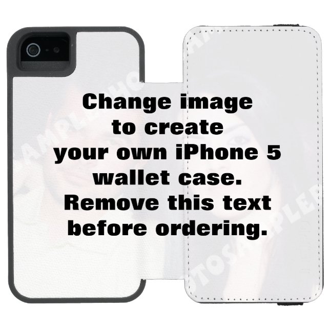 Personalized photo iPhone 5 wallet case. (Folio Open)
