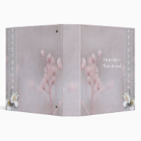 Seamless beautiful vintage lace lacy flowers pink 3 ring binder, Zazzle