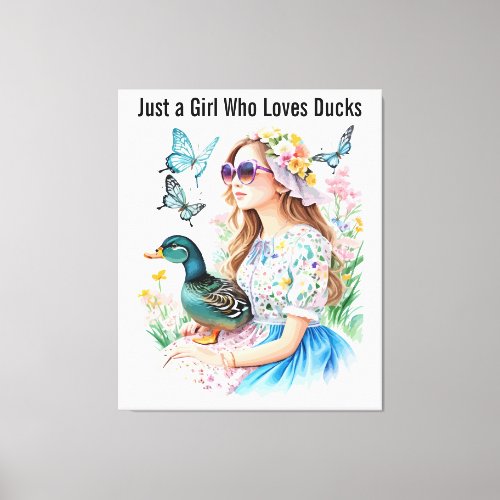 Personalized Photo  Just a Girl Who Loves Ducks Canvas Print