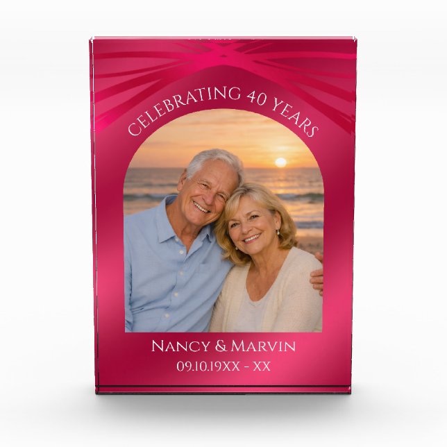Personalized Photo Keepsake 40th Anniversary Gift Block (Front)