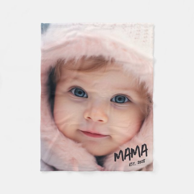 Personalized Photo Keepsake Mama Fleece Blanket (Front)