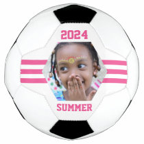 Personalized Photo Keepsake Pink Stripes Soccer Ball Personalized Photo Keepsake Pink Stripes Soccer Ball