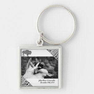 Personalized Photo Key Chain Boho Buffalo Tribal P