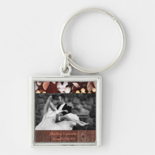 Personalized Photo Key Chain Cotton Branch on Dark