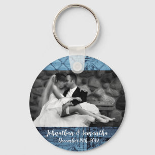 Personalized Photo Key Chain Rustic Tin Panel Ceil