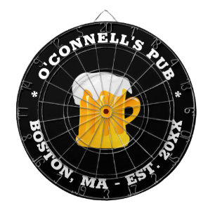 Personalized photo logo name est date sign black dart board