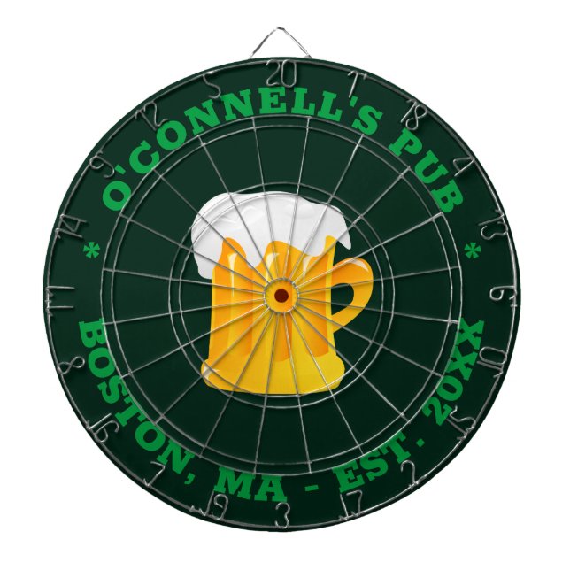 Personalized photo logo name est date text green dart board (Front)