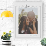 Personalized Photo Love Heart Typography Faux Canvas Print