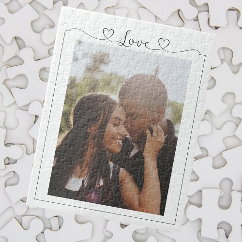 Personalized Photo Love Heart Typography Jigsaw Puzzle
