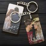 Personalized Photo Love Keepsake Keychain<br><div class="desc">Show your love with this Personalized Photo Love Keepsake design. It features your favorite photo with a modern and stylish white "Love" typography overlay design. Customize this design to commemorate a wedding or anniversary, a newlywed couple, a birthday, Valentine's Day gift or a wedding gift. This modern design uses a...</div>