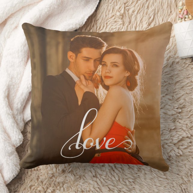 Personalized Photo LOVE Keepsake Throw Pillow (Blanket)