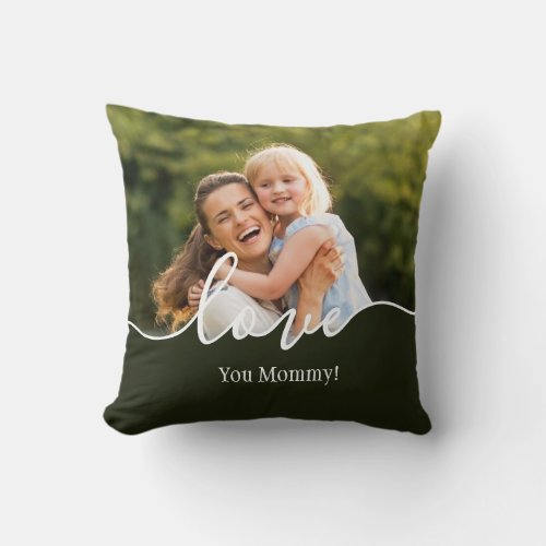 Personalized Photo Love Mom Modern Throw Pillow