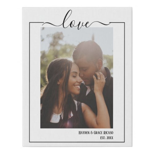 Personalized Photo Love Typography Faux Canvas Print