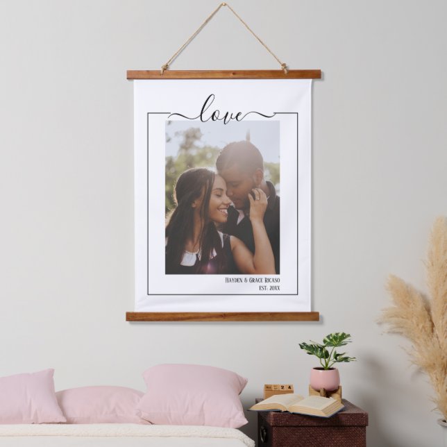 Personalized Photo Love Typography Hanging Tapestry (Bedroom)