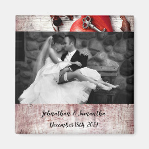 Personalized Photo Magnet Country Wood Key to my H